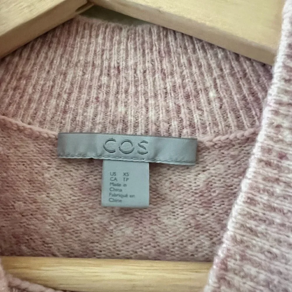 COS Light Pink Mock Neck Open Side Sweater XS​​​​​​​​​​​​​​​​​